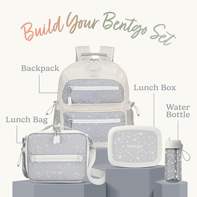 Bentgo Kids Backpack (Whimsy & Wonder Collection) - Lightweight 14’’ for School, Travel & Daycare - Ideal for Kids 4+, Durable & Water-Resistant, Roomy Interior, Loop for Lunch Bag (Starry Sprinkle)