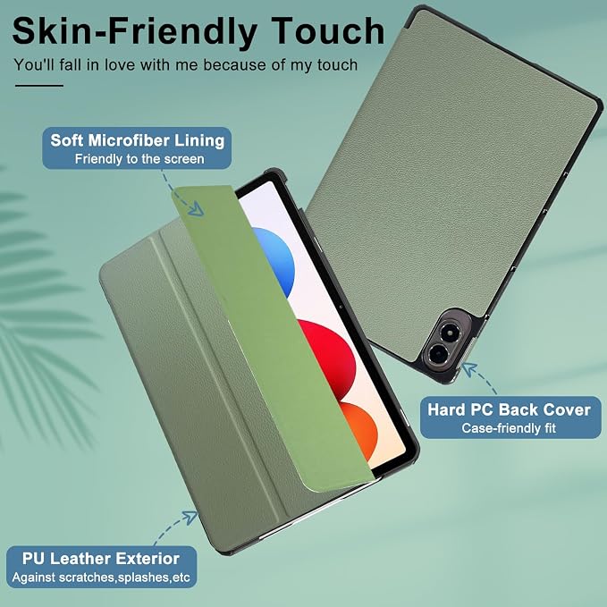Caweet Case for Xiaomi Redmi Pad 2 PRO 12.1 Inch 2025 Released Lightweight Hard Back Shell Tri-Fold Stand Cover with Auto Sleep/Wake Almond Blossom