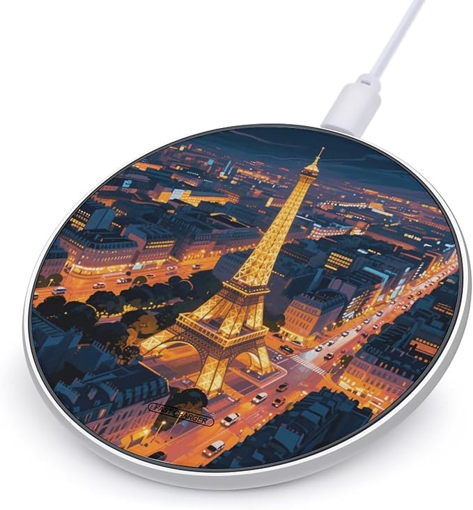Eiffel Tower Wireless Charger with USB CableAluminum Alloy Frame 10W Max Compatible Fast Wireless Charging Pad- 3.2ft Cable Included for Travel Home Office Desk