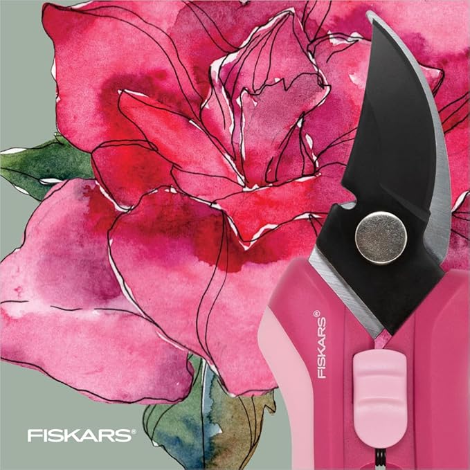 Fiskars Floral Pruning Shears, Gardening Gifts for Women, Plant Cutting Scissors for Deadheading, Rose Petal Pink