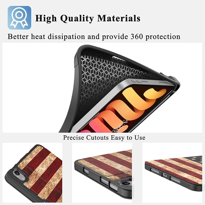 Case for iPad mini 7 (A17 Pro) 2024/Mini 6 2021 8.3-Book Black | Slim Lightweight Folio Stand Case Auto Wake/Sleep Soft TPU Back Cover with Pencil Holder for iPad mini 7th/6th Generation