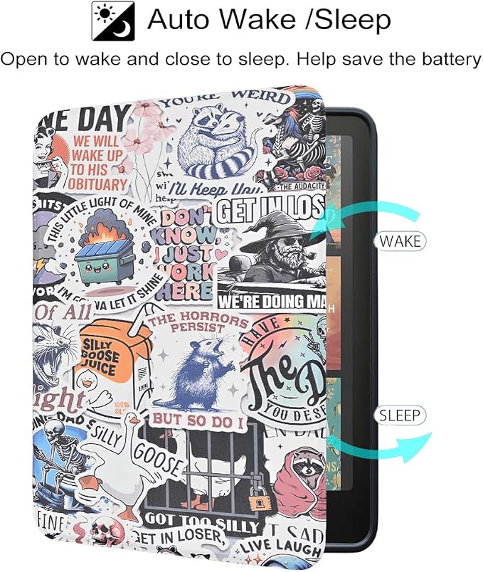 Case for Kindle Paperwhite 12th Gen 2024. Kindle Colorsoft Signature Edition Lightweight PU Leather Protective Cover with Auto Sleep/Wake Hand Strap Baseball