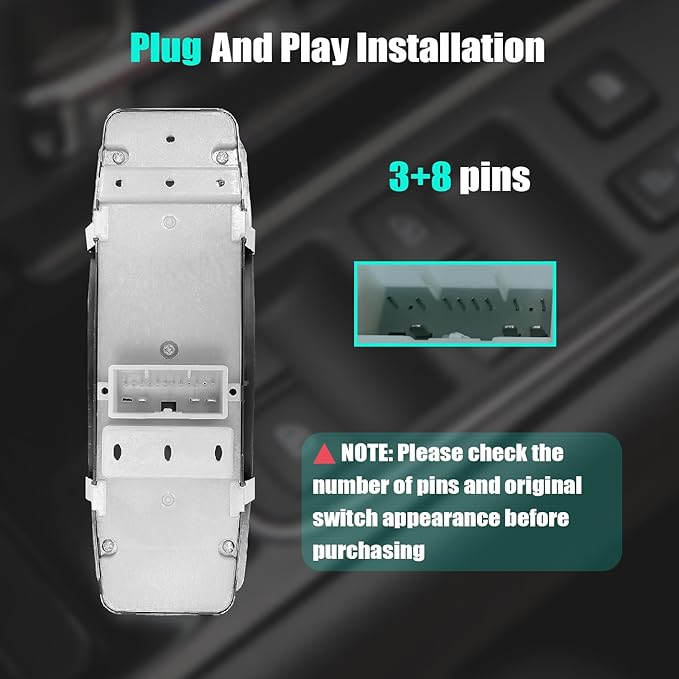 Driver Side Master Power Window Control Switch for 2011–2022 Dodge Durango, for Jeep Grand Cherokee 11 12 13 14 15 16 17 18 19 20 21 22 Door Lock Window Controller Switch 68086693AC 68086693AD