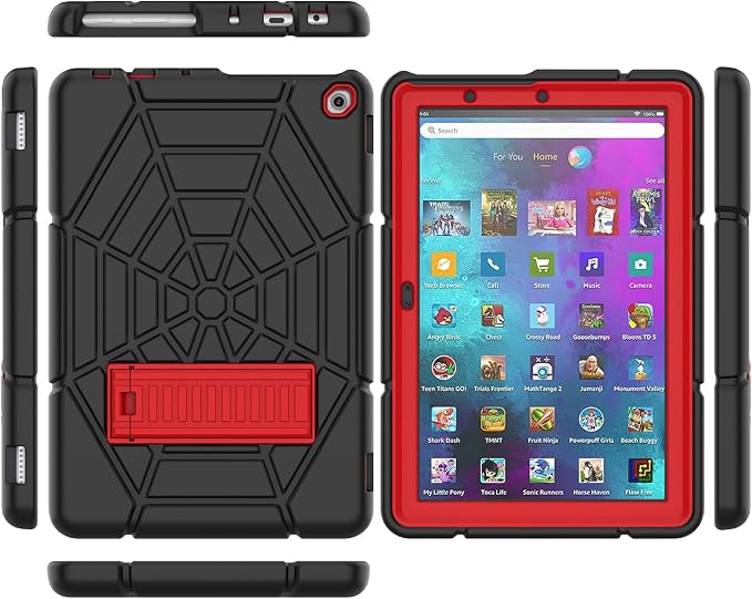 Grifobes (for 13th/11th Generation 2023/2021 Release) Tablet 10/10 Plus Tablet 10 Kids/Kids Pro 3-in-1 Heavy Duty Shockproof Rugged Protective Cover with Stand (Black+Red+Red)