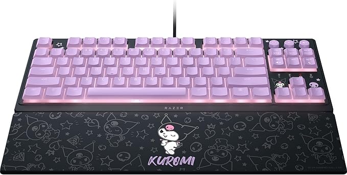 Razer Ornata V3 TKL Gaming Keyboard: Low-Profile Keys - Mecha-Membrane Switches - UV-Coated Keycaps - Backlit Media Keys - 8-Zone RGB Lighting - Magnetic Wrist Wrest - Kuromi Edition