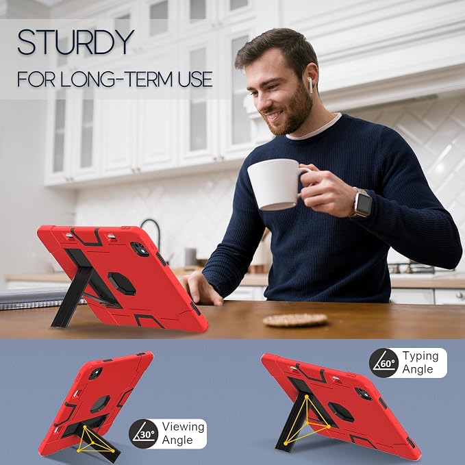 for iPad Pro 13 Inch Case M4 (2024 Model 7th Generation) A2925 A2926 A3007 with Kickstand Silicone Cover Protective Case for iPad Pro 13” Black