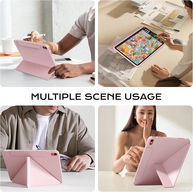 Clear Case for iPad A16 11th Generation 11 inch 2025 &amp iPad 10th Gen 10.9 inch 2022 with Pencil Holder Detachable Magnetic Rotating Transparent Hard PC Back Auto Wake/Sleep Trifold &amp Y Stan