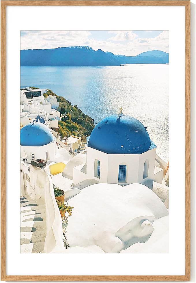 Axeman 24x36 Picture Frame with Mat for 20x30, Solid Oak Wood Poster Frame with Tempered Glass, Wood 24''x36'' Minimalist Photo Frame Movie Poster Frame with Wall Hooks for Art Photo Prints, Natural