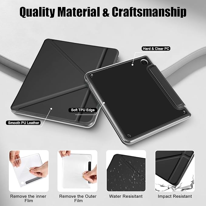E NET-CASE Detachable Magnetic Case for 7 Kobo Libra 2 &amp Tolino Vision 6(2021) eReader Ultra Clear Back Scratch-Proof Light丨Easy to Detach &amp Attach丨Auto Sleep/Wake (Black)