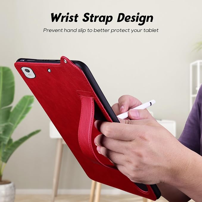 Slim Case for Apple iPad 10th Generation 10.9 Inch 2022 PU Leather Lightweight Hand Strap Stand Feature Drop Protection Back Cover for iPad 10th Gen 10.9 Black