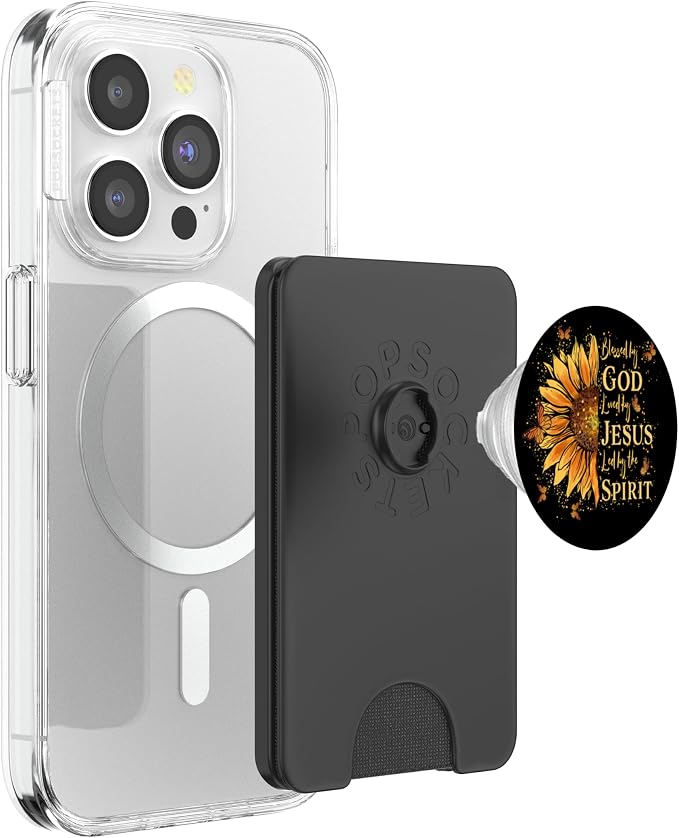 Blessed by God Loved by Jesus Led by The Spirit Sunflower PopSockets Adhesive PopGrip