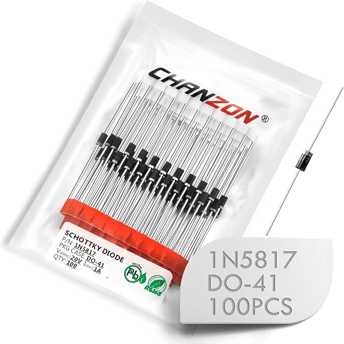 Chanzon 1N5817 Schottky Barrier Rectifier Diodes 1A 20V DO-41 Axial 5817 IN5817