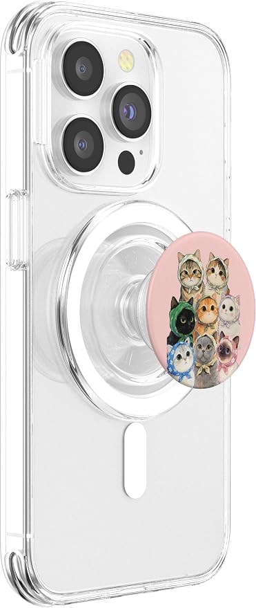 Pink Cute Cat Bandana Illustration Print PopSockets PopGrip for MagSafe