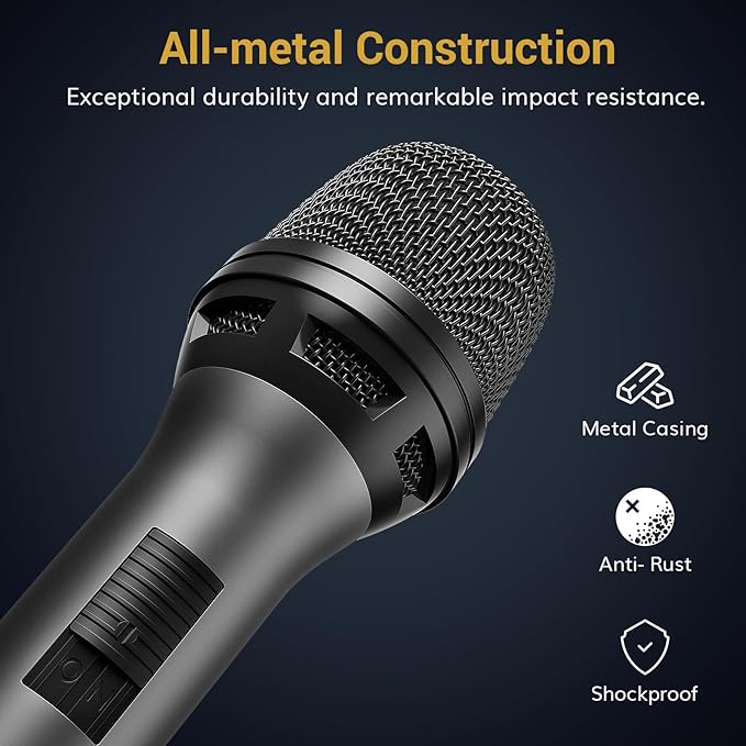 TONOR Professional Vocal Microphone for Singing, Dynamic Handheld Wired Karaoke Mic, Cardioid Studio Microfono with 4.5M XLR to 1/4" Cable, for Speakers/Mixer Machine/Amp/Speech/Karaoke and Outdoors