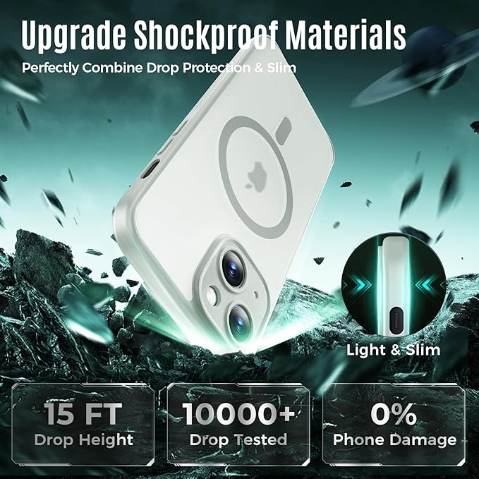 Designed for iPhone 14 Case, Compatible with MagSafe, with Privacy Screen Protectors X2, [Camera Protection] [15FT Military Drop Protection] Shockproof Phone Case, 6.1", Calke Green