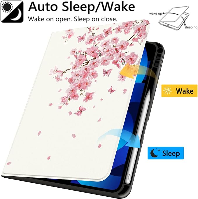 Stylish Case for iPad 9th/8th/7th Generation 10.2 2021/2020/2019Art Pink Starry Sky Textured Folio Case with Pencil Holder Multi-Angle View Adjustable Stand Auto Wake/Sleep Cover for Women