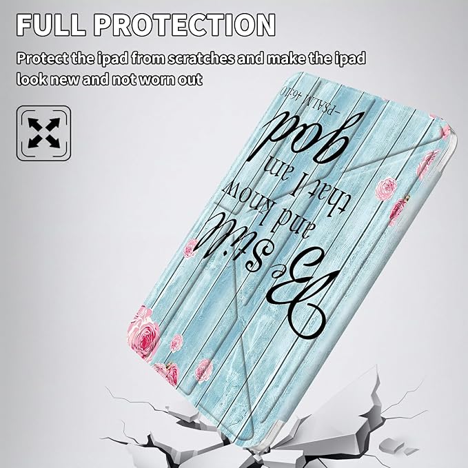 for iPad 10.2 &amp 10.5/iPad 9th/8th/7th Generation 10.2 2021 2020 2019 Case Mutil Angles Folding Y-Shaped Stand Cover with Pencil Holder Auto Wake/SleepAmerican Flag and Cow