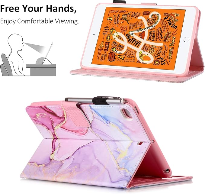 iPad mini Case FANCITY Mini 4 Mini 5 Mini 3/2/1 Smart Wake Sleep Case with Kickstand [Card Slot &amp Pen Holder] PU Leather Protective Cover for Apple iPad mini 4 Mini 5 2019 Mini 2/3 - Beach