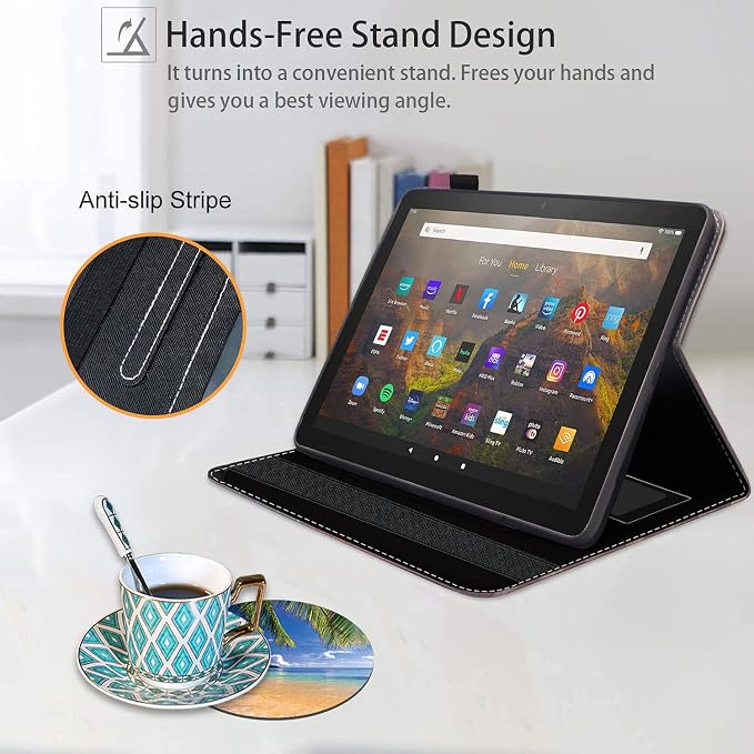 Case for Amazon Fire HD 10 Tablet (9th/7th Gen 2019/2017 Release) Premium PU Leather Cover with Auto Sleep Wake Feature Folio Case for Fire 10.1 Tablet Bible Verse Jeremiah 29:11