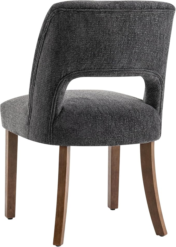 VKNOW Wooden Dining Chairs Set of 2, Modern Fabric Upholstered Dining Room Chair Kitchen Chairs, Farmhouse Dinner Chair for Kitchen Dining Room, Charcoal