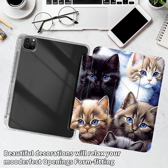 for iPad 10.2 &amp 10.5/iPad 9th/8th/7th Generation 10.2 2021 2020 2019 Case Mutil Angles Folding Y-Shaped Stand Cover with Pencil Holder Auto Wake/SleepAmerican Flag and Cow