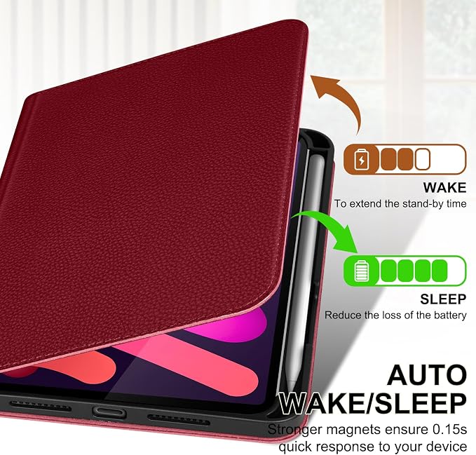Genuine Leather Case for iPad 11th Gen 11/10th Gen 10.9 Black | Pencil Holder Adjustable Stand Auto Wake/Sleep Shockproof