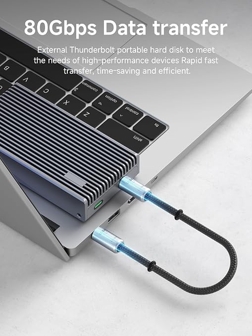 Hagibis USB4 Cable 1ft Phone Lanyard Cable 80Gpbs 240W 8K@60Hz Portable USB C to Type-C Wrist Lanyard for iPhone 17 16 15 Pro Max iPad Pro Thunderbolt 5/4/3 External SSD (Grey-30cm)