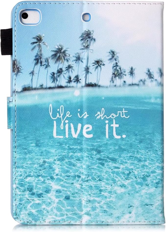 iPad mini Case FANCITY Mini 4 Mini 5 Mini 3/2/1 Smart Wake Sleep Case with Kickstand [Card Slot &amp Pen Holder] PU Leather Protective Cover for Apple iPad mini 4 Mini 5 2019 Mini 2/3 - Beach