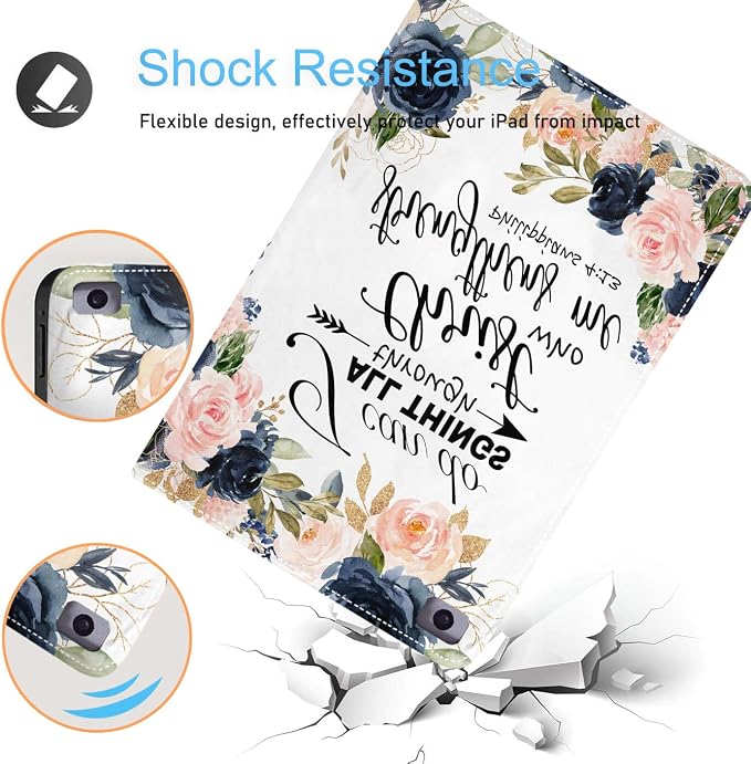 for iPad mini 5/4 Case iPad mini 1/2/3 Case Adjustable Stand Shockproof Protective Cover with Automatic Wake-up/Sleep Function Suitable for iPad mini 5th/4th Gen 7.9 inch - Bible Phil 4-13 Floral