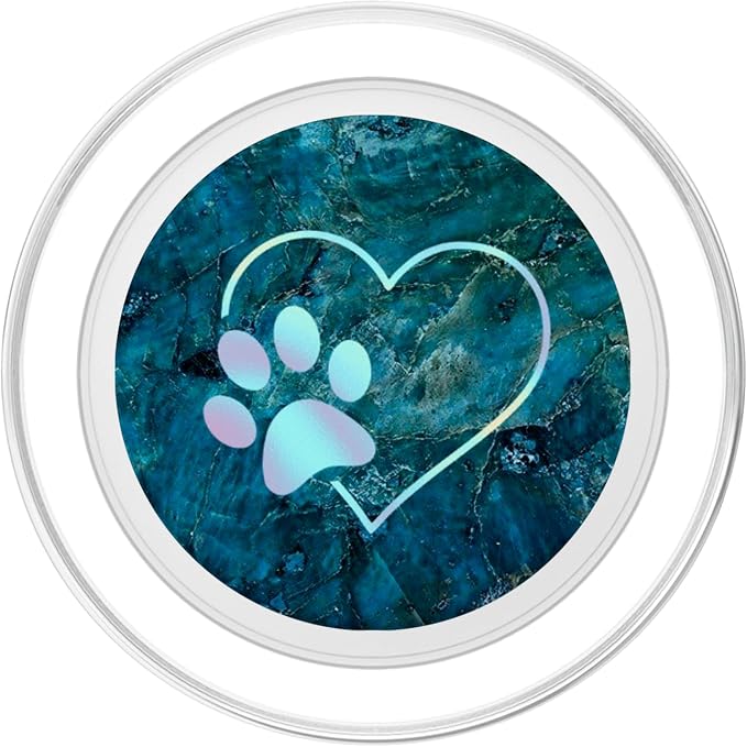 Rainbow Paw Print Heart Dog Cat Blue PopSockets Adhesive PopGrip