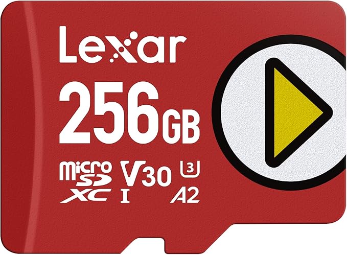 Lexar 256GB PLAY micro SD Card, UHS-I, C10, U3, V30, A2, Full HD, 4K, Up to 205/140 MB/s microSDXC Memory Card, Expanded Storage for Nintendo-Switch 1, Gaming, Smartphones, Tablets (LMSPLAY256G-BNSNU)