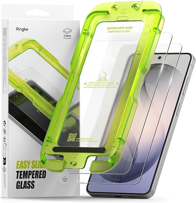 Ringke for Samsung Galaxy A35 5G Screen Protector [Easy Slide 2 Pack] | Easy Installation with Alignment Tool Case Friendly Premium 9H Hardness Tempered Glass