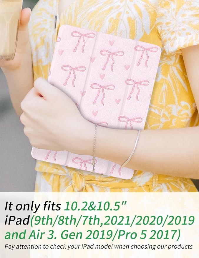 Case for iPad 9th/ 8th/ 7th Generation Case 10.2&amp10.5 Inch (2021/2020/2019 Release) Slim Lightweight Soft Trifold Back Cover with Pencil Holder &amp Auto Sleep/Wake CoverBeige Checkered