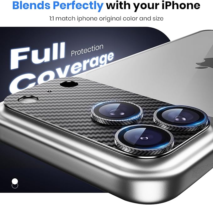 for iPhone 17 Pro Camera Lens Protector - 12FT Shatterproof | Military Grade Protection Strong Adsorption 9H+ Tempered Glass Camera Screen Full Protective Cover Case Friendly Black