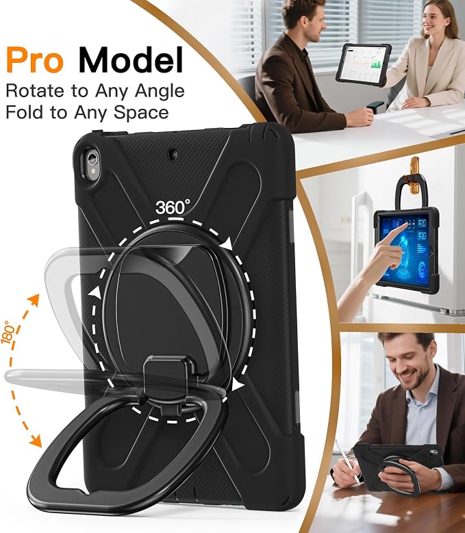 BATYUE Shockproof Case for iPad Air 3rd Gen 2019 &amp iPad Pro 10.5 2017 | with 360° Rotating Stand &amp Pencil Holder &amp Shoulder Strapfor Daily Use &amp Office/School/Outdoor - Navy Blue