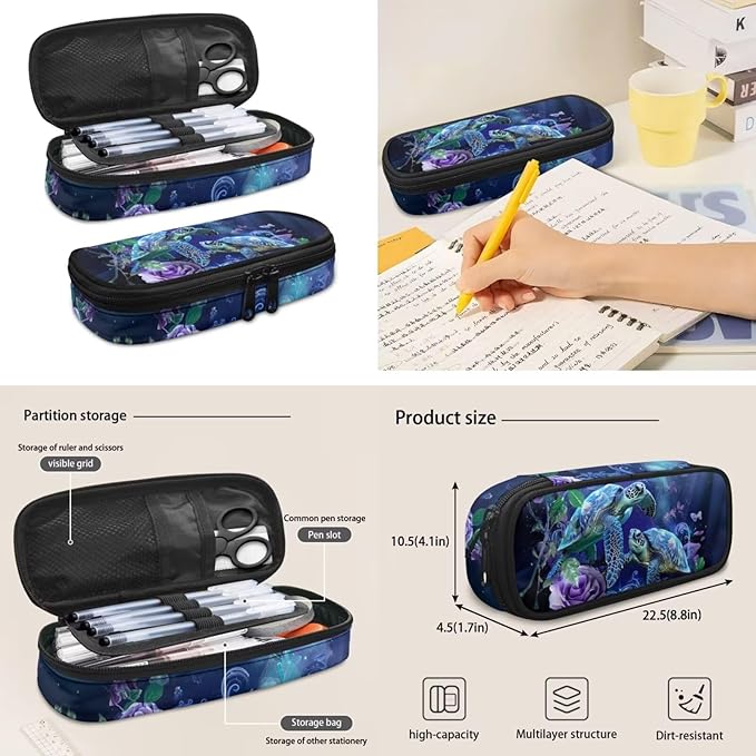 Kids School Backpack Set for Girls 4-7 10-12 Kids School Bag Sea Turtle Bookbag Teen Schoolbag with Matching Lunch Bag Pencil Pouch Water Bottle Sleeve Elementary Preschool Kindergarten