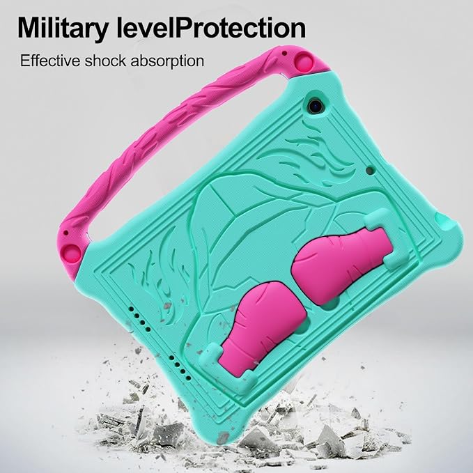 Dteck for iPad Air 3rd Gen (2019) / iPad Pro (2017) Case 10.5 Shockproof Protective Case with Kickstand Hard Plastic Shell 3-Layer Protection Drop Proof Sturdy Rugged Tablet Cover (Aqua+Rose)