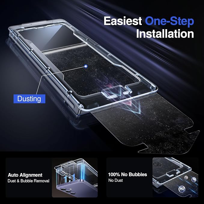 SMARTDEVIL [3 Pack for Samsung Galaxy S24 Screen Protector Finger Print Reader Compatible Fast &amp Easy Installation Clear 9H Tempered Glass Film Alignment Frame [Dust-Free &amp Bubble-Free]