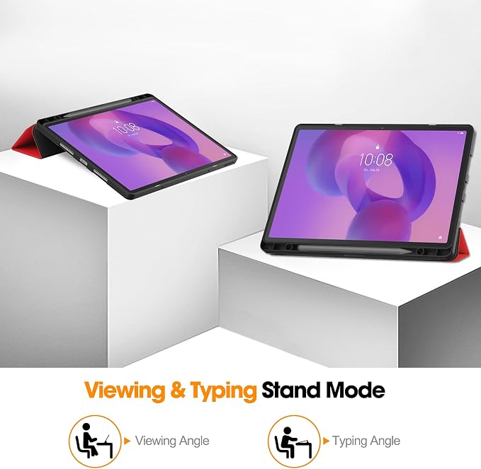 YRH for Idea Tab Pro 12.7 inch Case 2025 with Pen Holder Soft TPU Back Tablet Cover Case with Auto/Sleep (Black)