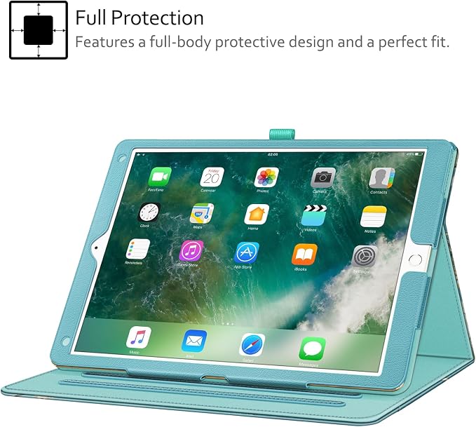 Fintie Multi-Angle Case 2017/2015 iPad Pro 12.9 inch (Old Model) 1st &amp 2nd Gen Case - [Corner Protection] Folio Stand Cover with Pencil Holder &amp Pocket Auto Wake/Sleep Blooming Hibiscus