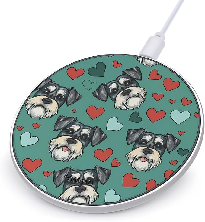 Cute Schnauzer Dog Wireless Charger Portable Charging Pad | LightweightAll Smartphone