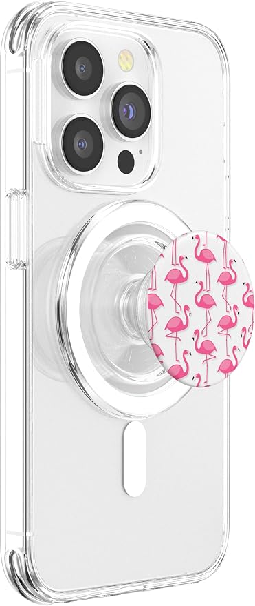Pink Flamingo Flamenco Party White Background PopSockets Adhesive PopGrip