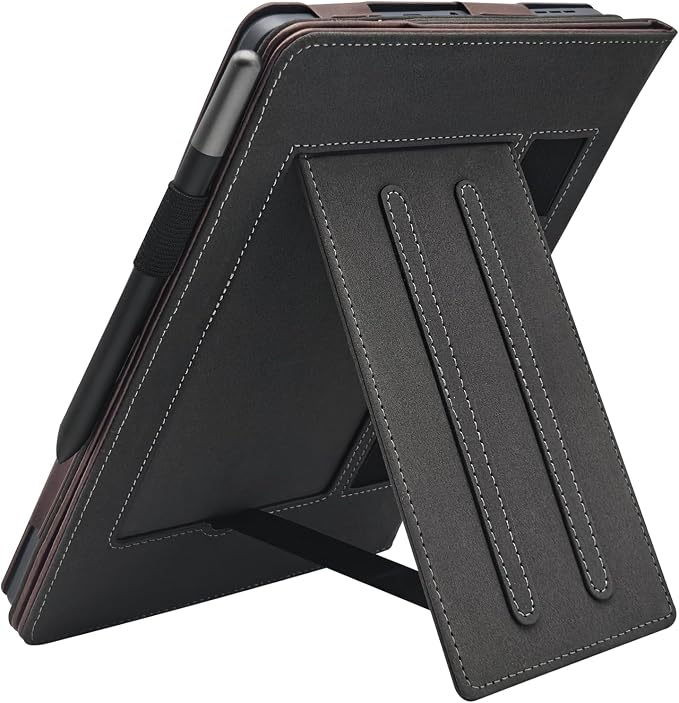 Hand Strap Case for 10.1 TCL TAB 10 Gen 4 (Model: 8483A) Tablet PU Leather Bidirectional Multi-Angle Stand Cover with Auto Sleep &amp Wake/Elastic Pen Holder (Black)