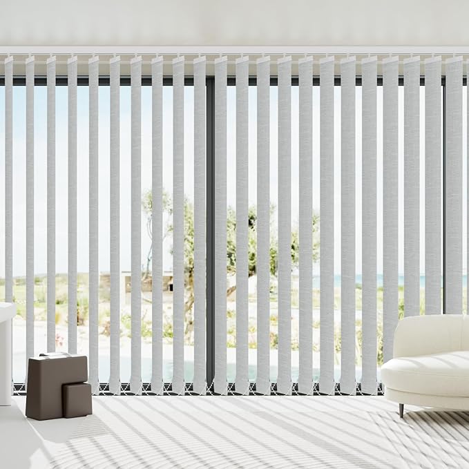 Blindify Motorized Vertical Blinds, Blackout Sliding Door Shades Vertical Shades Remote Control Customize, Off-White