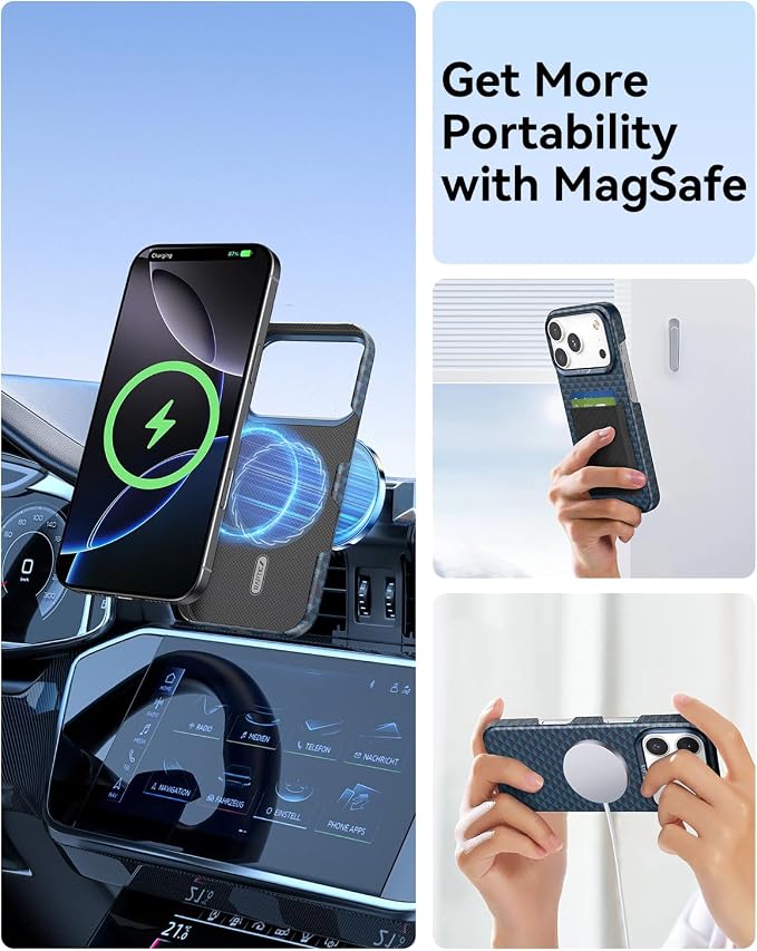 RAPTIC Aramid Fiber Case for iPhone 16 Pro Compatible with MagSafe Non-Slip &amp Slim 600D Aramid Fiber [Military Grade Drop Tested] Anti-Scratch Shockproof Protective Case 6.3 inch Black
