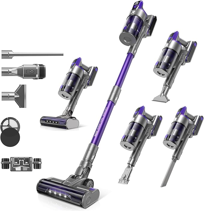 Redroad Cordless Vacuum Cleaner 55,000Pa 70Mins Vacuum Cleaner 150,000PRM, 18-Layer Filtration Vacuum, Self-Standing Vacuum Cleaners for Home with 1600ml Cup for Pet Hair Carpet Hardwood Floor Car X18