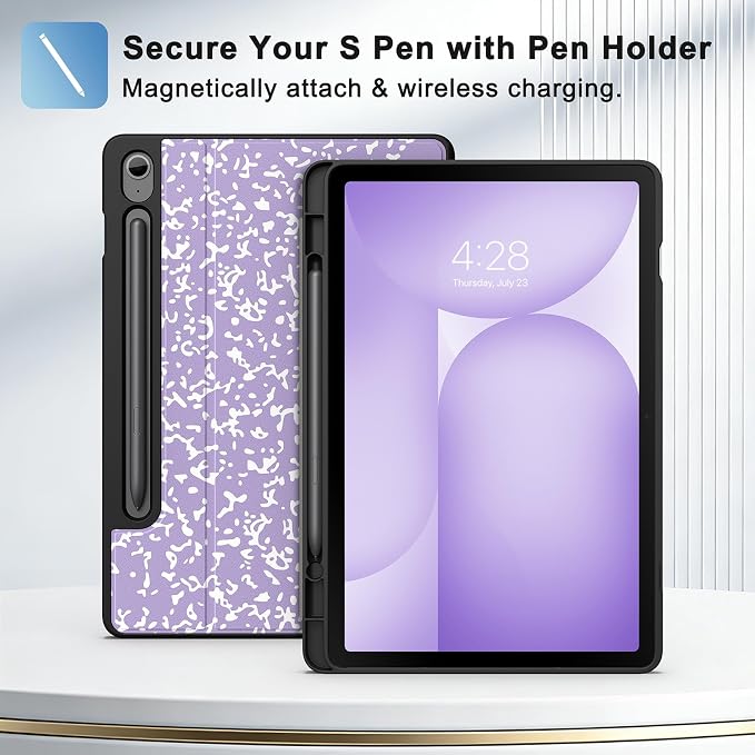 Supveco Case for Samsung Galaxy Tab S10 Fe / S10 Lite / S9 FE 10.9-Inch | Premium Folio Stand Soft TPU Protective Cover with S Pen Holder Multi-Angle Viewing &amp Auto Wake/SleepNotebook