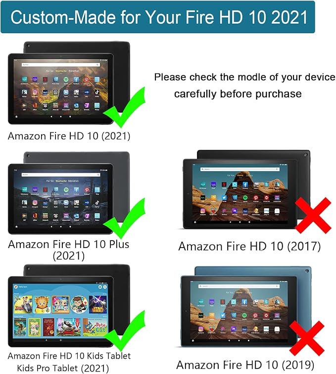 ALILANG Case for Kindle Fire HD 10 &amp 10 Plus Tablet (13th/11th Generation 2023/2021 Release) 10.1 Multi-Angle Viewing Protective Tablet Cover with Folding Stand &amp Pencil Holder -Blue