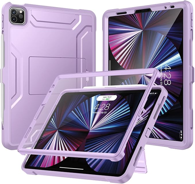 Soke Case for iPad Pro 11 Inch 2022/2021/2020/2018/iPad Air 5th/4th GenerationBuilt-in Screen Protector - Support 2nd Apple Pencil Charging - Heavy Duty Rugged Protective Kickstand Case - Black