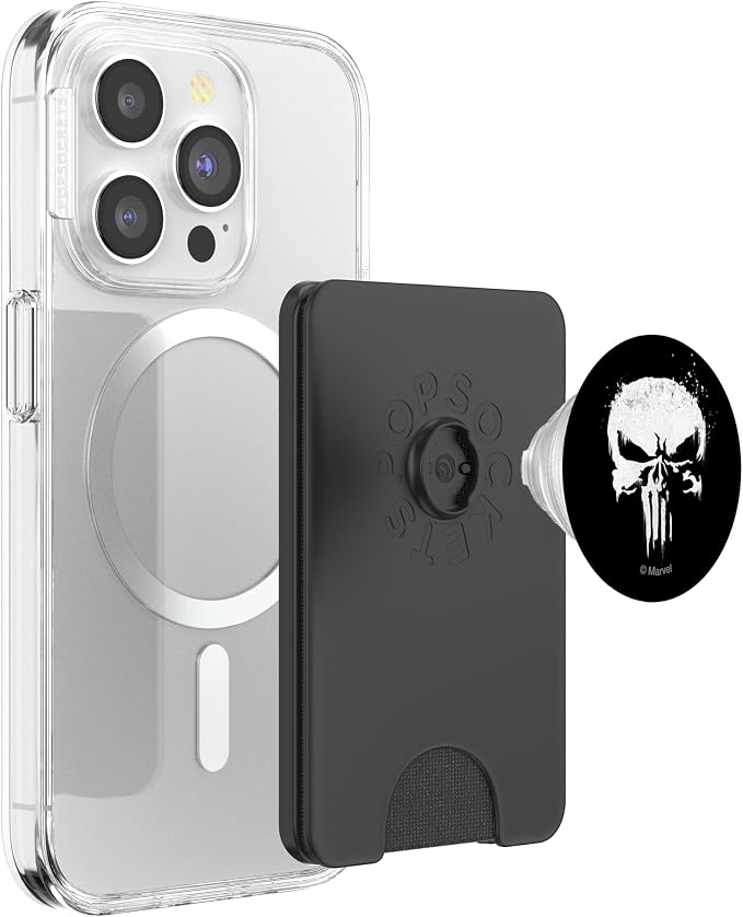 Marvel The Punisher White Ink Splatter Skull Logo PopSockets Adhesive PopGrip